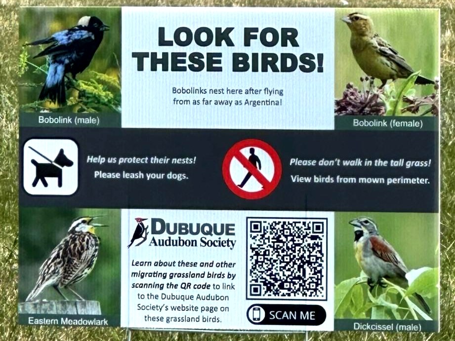 "Look for these Birds" sign